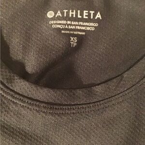 Athleta Women’s Black Ruched Short‎ Sleeve Tee Size Small Organic Cotton Stretch